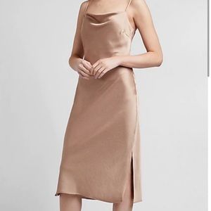 Express Satin Cowl Neck Midi Dress